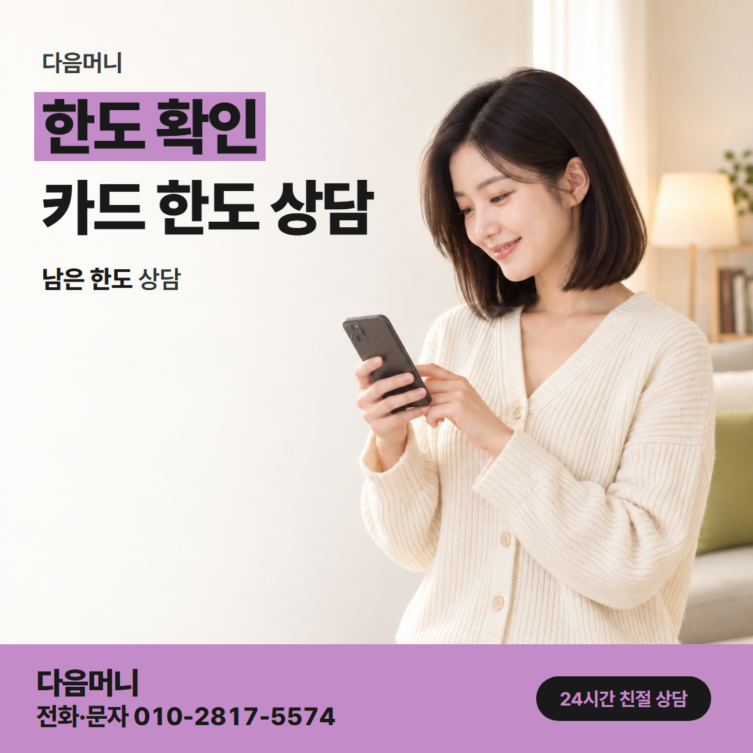 다음머니 광주카드깡 급여일 앞에 조회하는 남은 한도